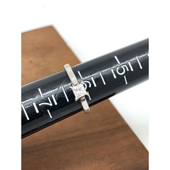 Engagement Ring 0.45ct Diamond Princess Solitaire 14k White Gold Women S… - Picture 10 of 15